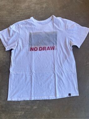 Jordan White Short-Sleeve Tee with Pink "NO DRAW" Graphic